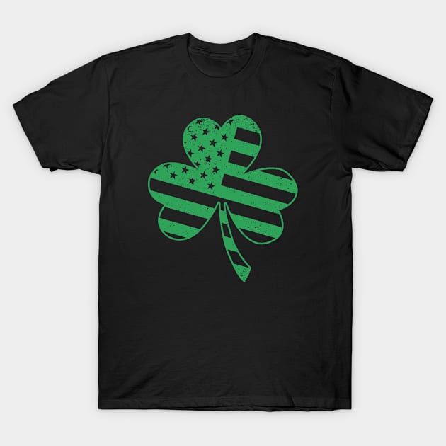 Irish American Flag Vintage Shamrock St Patricks Day T-Shirt by Shaniya Abernathy